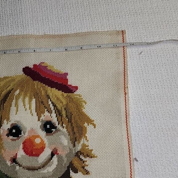 Elsa Williams Vintage #21140 12"x12" Sad Clown Hand Embroidered Needlepoint - Picture 6 of 7